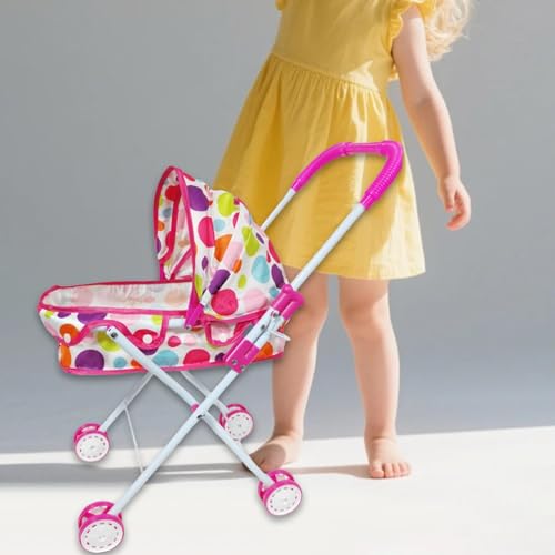 Dickly Puppenwagen, Rollenspiel-Simulations-Kinderwagenspielzeug mit Baldachin für Rollenspiele im Freien – Bild 4