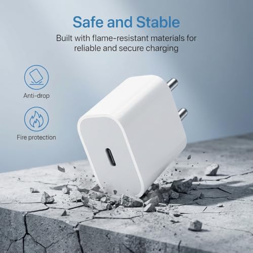 Image of PD 20W USB-C Power Adapter for 16 15 14 13 12 Series | PD 3.0 | BIS Certified | Original Charging for .-Speed (Support Upto 27W) |No Cable