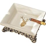 Y-LKUN Retro European Ceramic Ashtray Home Living Room Office Decoration 17X20X7cm