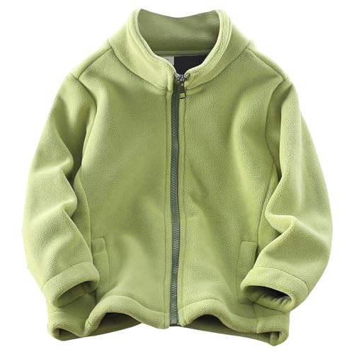 RNTOP Toddler Baby Fleece Jacket Boys Girls Full Zip Fleece Jacket Kids Long Sleeve Coat with (Green, 9-11 Years)