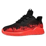 Soulsfeng Men's Running Shoes Black Red Gradient Fashion Sports Athletic Tennis Workout Gym Jogging Fitness Walking Sneakers 14