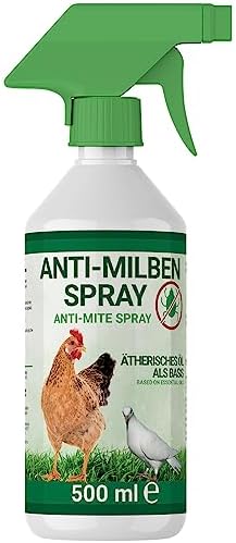 500ml Spray antiácaros para pollos, aves de corral y pájaros - Inmediato y a largo plazo contra ácaros y parásitos, agudo y prevención