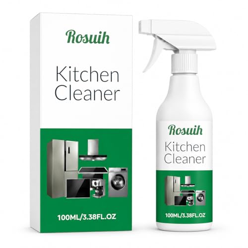 ROSUIH Kitchen Enzyme Cleaner Spray, Multifunctional Appliance Cleaner, Heavy Duty Grease Remover for Cooktop, Oven, Stove, Range Hood, Countertops and Sealed Kitchen Surfaces, 100 mL