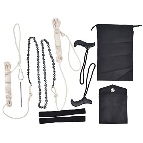 48 Inch High Reach Tree Hand Rope Chain Saw Cuts Branches Easily, Blades on Both Sides so No Matter How it Lands Comes with Ropes, Throwing Weight Pouch Bag