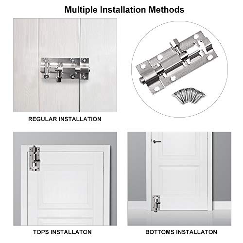 4 Small Bolt Lock, Door Bolt Barrel Sliding Latch Lock with Screws for Bathroom, Pet Doors, Fences, Shed Doors, 50mm - Image 6