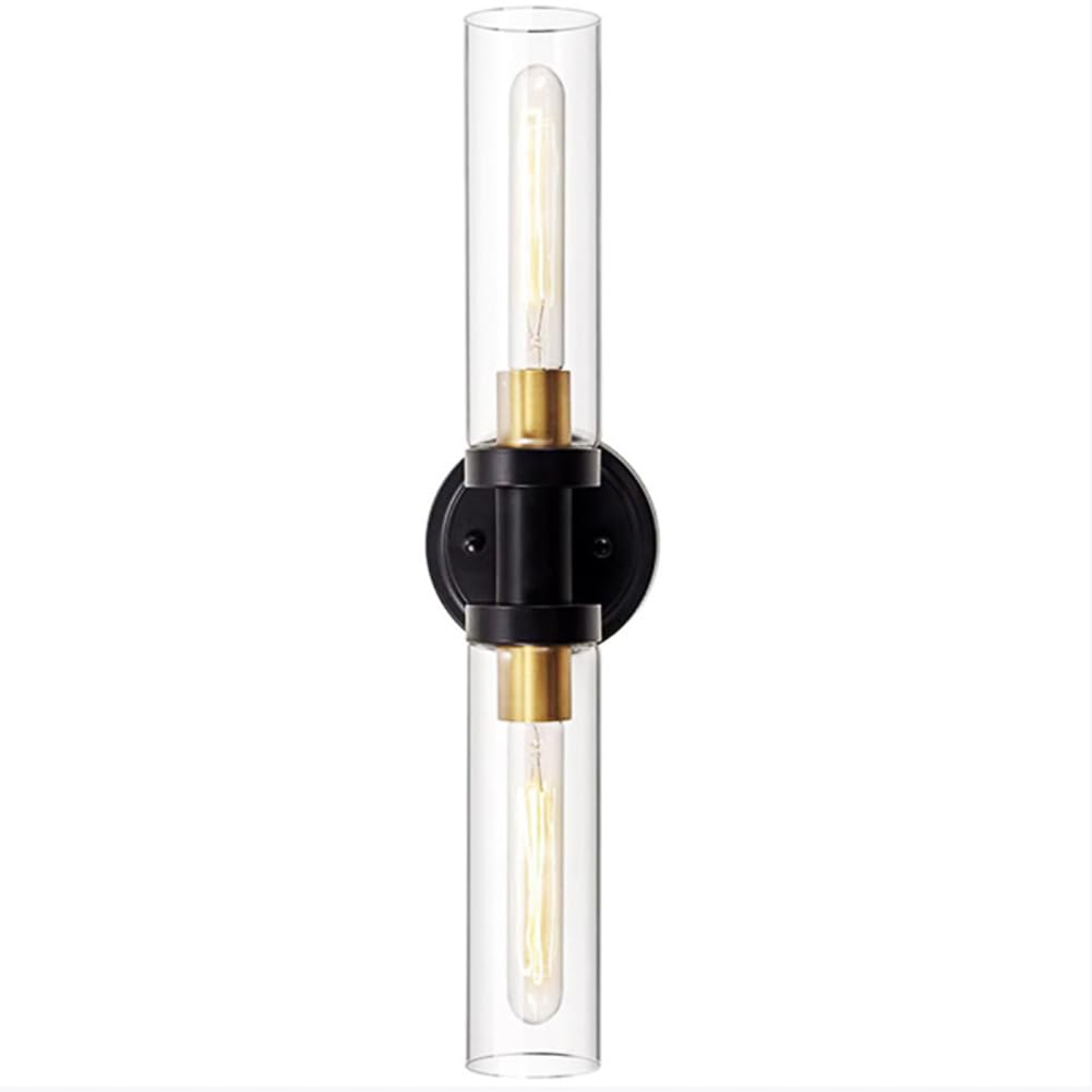 Aplique de pared negro con 2 luces E27 de metal para iluminación interior