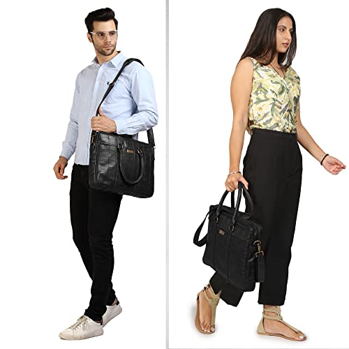 Image of Probus 13-Inch / 14 Inch / 15.6 Inch Vegan Leather Laptop Messenger Bag Sleeve Case Cover for MacBook Office Executive
