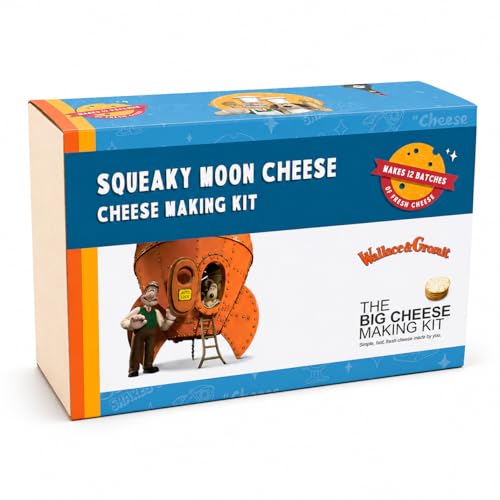 Wallace & Gromit Squeaky Moon Cheese Making Kit | Makes Up to 12 Batches | DIY Homemade Cheese Kit | Unique Gift for Cheese Lovers & Foodies