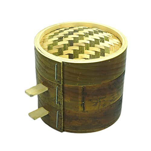 PIAOLING Cesta de Vapor de bambú de 2 Niveles, Cesta de Vapor de bambú para el hogar, vaporera de bambú con asa, vaporeras de Comida China, Reutilizable