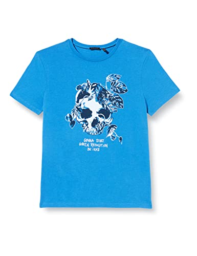 IKKS tee-Shirt Bleu Tête de Mort Végétale Green Revolution Xu10193.45 Camiseta, Azul Medio, 4 Años para Niñas