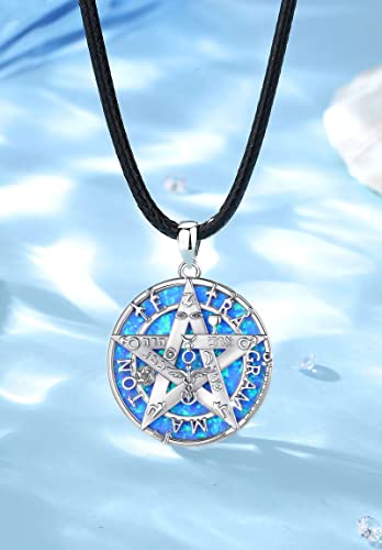 EUDORA Sterling Silver Tetragrammaton Necklace Witches Knot Nudo de Bruja Pendant for Women Men,Vintage Skull Snake Memento Mori Necklace Wicca Jewelry Gifts for Women Men3