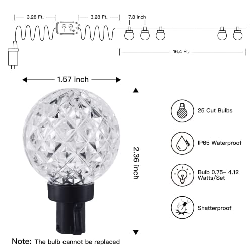 Smart Christmas String Lights, 23Ft 25 Led Color Changing Globe String Lights With Music Sync Remote Bluetooth App Control For Indoor Outdoor Party Patio Valentine Holiday Xmas Decoration, Plug-In #TOP1