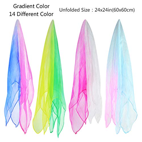 28Pcs Dance Scarves, Square Juggling Silk Dance Scarves Play Scarves Movement Scarves Magic Tricks Performance Props Accessories 24 By 24 Inches,14 Color #TOP1