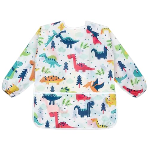 Delantal Pintura Niños, Grafitis Delantal Infantil, Ajustable Impermeable Apron Escolar Mangas Largas con Bolsillos, Bata Pintura Niños 3-8 Años con Bolsillos, para Manualidades, Comer y Dibujar