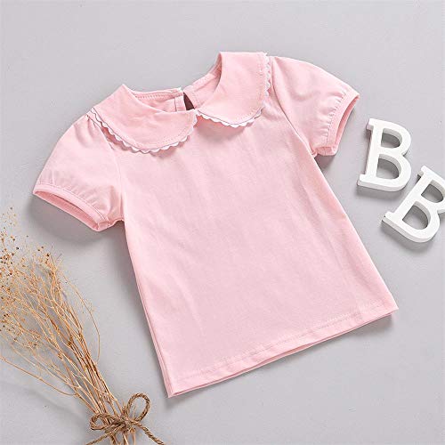 Image of MODNTOGA Kids Girls Basic Shirt Long Sleeve 3 Solid Color Doll Collar Tops Blouse