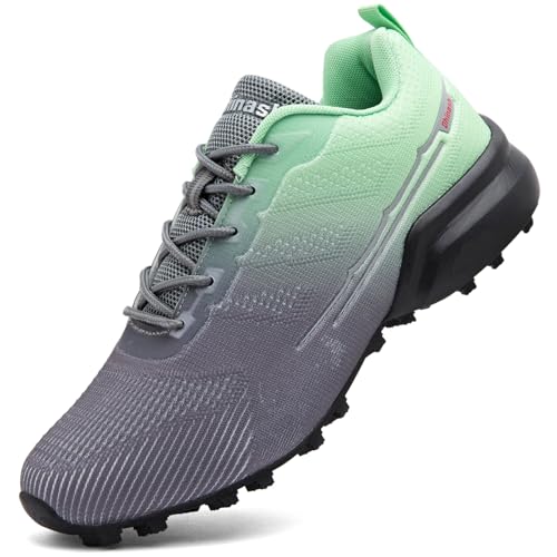 Dhinash Zapatillas de Trail Running para Hombre Zapatillas de Senderismo Zapatos de Trekking Tenis Zapatos de Senderismo Calzado de Correr en Montaña Gris Verde Talla 45