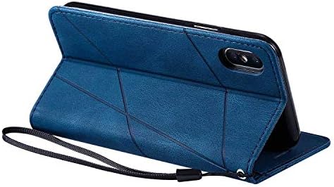 iPhone X/iPhone Xs Case, SONWO Premium Leather Flip Wallet Case Magnetic Closure Card Slots Kickstand Phone Case for iPhone X/iPhone Xs, Blue