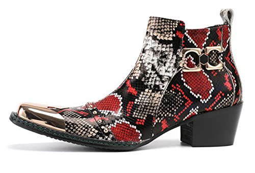 Santimon Mens Chelsea Boots Western Leather Fashion White Casual Square Toe Metal Tip Dress Shoes2