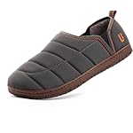 LongBay Mens Outdoor Slippers Two Tone Memory Foam Slip On Indoor House Shoes Loafers