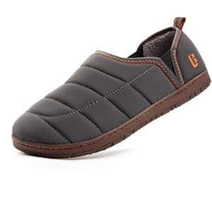 LongBay Mens Outdoor Slippers Two Tone Memory Foam Slip On Indoor House Shoes Loafers