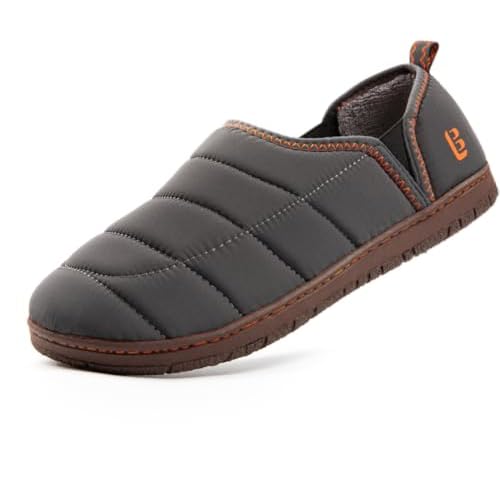 LongBay Mens Outdoor Slippers Two Tone Memory Foam Slip On Indoor House Shoes Loafers