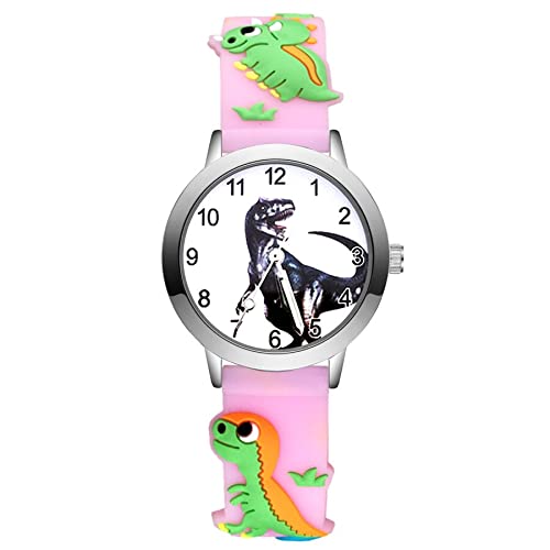 Reloj de niña Dibujos Animados de Moda Estilo de Dinosaurio Lindo Relojes Estudiantes Niñas Niños Cuarzo Reloj de Pulsera de Silicona 3D Relojes para niñas (Color : Sky Blue)