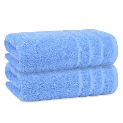 Perefly Large Bath Towels (70 X 140 CM) - Extra Large Hotel Quality Towels - Soft & Absorbent Cotton - Quick Dry Towel 2 Pack (Blue)
