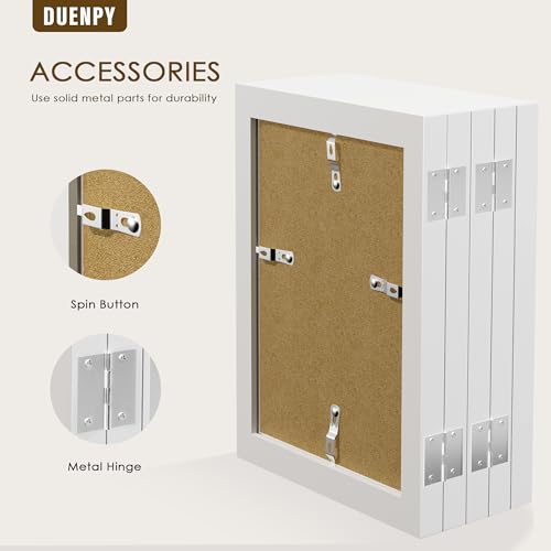 Image of DUENPY 5 Folding 5x7 Accordion Wood Frame Plexiglass White | Constructed With Engineered Wood And Plexiglass, Elegant Ornament For Desktop Photo Display