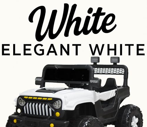 Image of Wishmaster Kids Electric Ride-On SUV - Stylish Off-Road Adventure Car for Kids with LED Lights, Music, Remote & Manual Drive | Music Player (White)