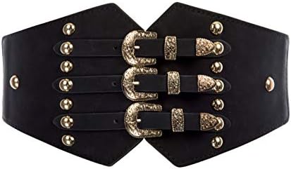 Scarlet Darkness Womens Steampunk Costumes Corset Belts Retro Buckle Waist Cincher Black S