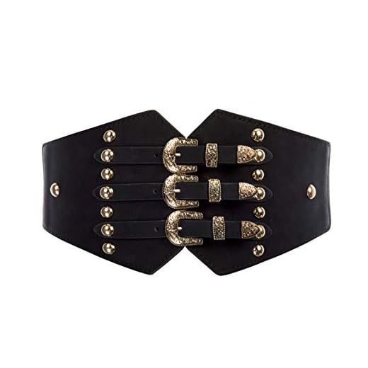 Scarlet Darkness Women Renaissance Faux Leather Wide Waist Belt Gothic Cincher Corset Black XL