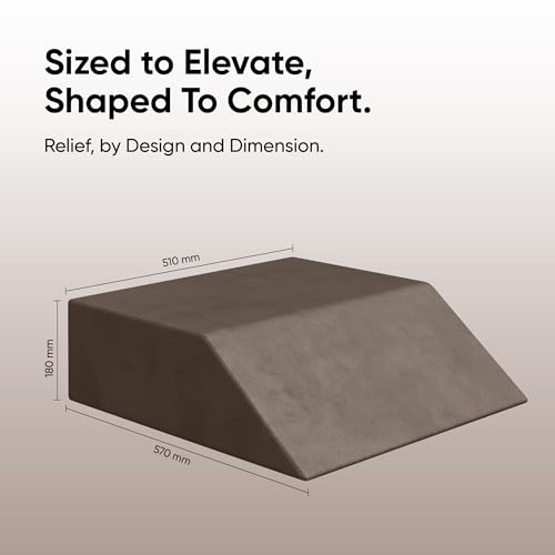 Image of Frido Leg Elevation Wedge Pillow for Edema, Varicose Veins, Fracture | High Resilience Foam Cushion for Leg, Knee & Thigh Support | Back Pain & Swelling Relief | Lightweight (Coffee Brown)