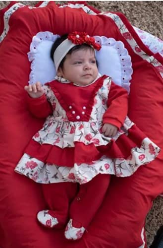 Conjunto Bebe Menina 5 Peças Cor Vermelha