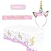 Produktbild LABOTA Einhorn Party Zubehör - 1 Stück Haarreif Einhorn 1 Stück Geburtstag Schärpe 1 Stück Einhorn Tischdecke für Geburtstagsfeier, Halloween, Hochzeit, Cosplay, Kids Party Dekoration