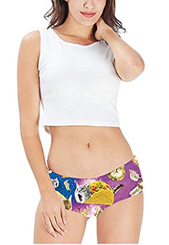 Women Lingerie, Sleep & Lounge Cotton Shorts Panties Briefs 3D Print Fun Funny Elastic Pull Up Xxxl (Large/X-Large, A-Taco Cat) #TOP2