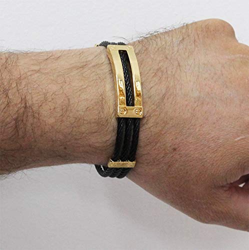 Bracelete de Aço Inox 316L Modelo Cabo Náutico Black