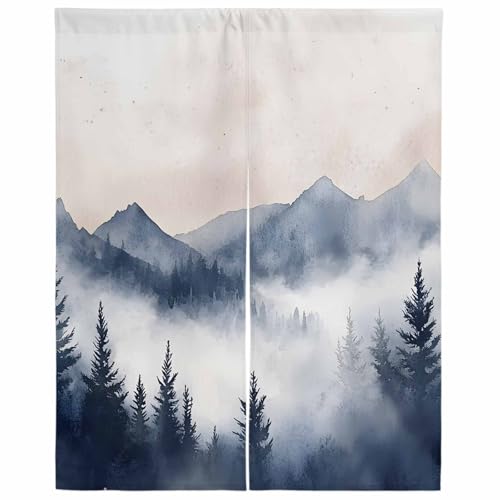 Lalirulero のれん 遮光 幅75x丈150cm おしゃれ 暖簾カーテン 間仕切り 仕切り 防寒 防音 目隠し 厚手 和風 出入り口 グッズ 寝室 玄関 キッチ リビング 春夏秋冬 景色 空 森林 鳥 花柄 木