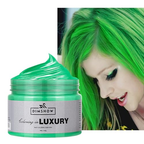 Grünes Temporäres Haarwachs,Crazy Green Haarspray Temporär,Abwaschbare Semi-Permanente Schlamm,Einmalig Haarfarbe,Instant Styling Haarpaste Schlamm,Natürliche Haarfarbe für Party,Aktivitäten&Halloween