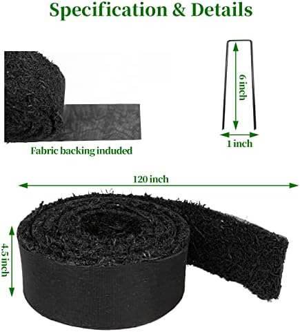 Harmiden Rubber Mulch for Landscaping Recycled Rubber Mulch Mat Roll Black Permanent Edging Border 120” x 4.5”