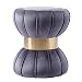 FXBFAG Taburete de pie de puf Redondo de Terciopelo Suave Taburete para el hogar de Metal Dorado nórdico Taburete otomano Taburete para Cama de niño Sofá de la Sala de Estar (Color: Gris)