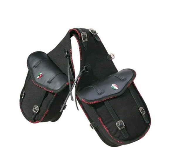 PIONEER Bisacce Cavallo - Borsa da Sella in Cuoio e Tessuto per Equitazione - Ideali per Trekking e Gite a Cavallo - Design Posteriore - Resistente e Confortevole