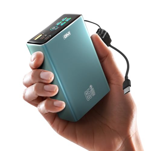 Image of GM G+ DisplayPulse 20000mAh 65W Power Bank | TFT Wattage Display for Ports | Temperature Monitor | 65W Laptop Charging, Phones, Tablets, Aluminium Body, Airline Safe, 1 Year Warranty (Midnight Teal)