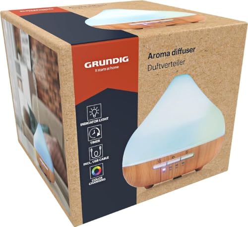 Grundig Aroma Diffuser Luchtbevochtiger 300ml- Elektrische Geurverspreider Met LED Verlichting en Timer - Aromatherapie Met Etherische Oliën - Draadloze Geur Verspreider - Wit - Afbeelding 4