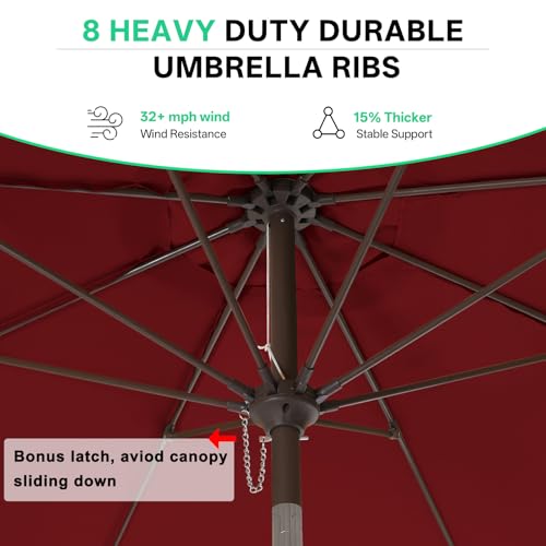Image of ABCCANOPY 11ft Scalloped Patio Umbrella, Outdoor Table Umbrella with Tilt and Crank, Fiberglass Ribs Deck Umbrella for Patio, Pool, Garden, Picnic (Burgundy)