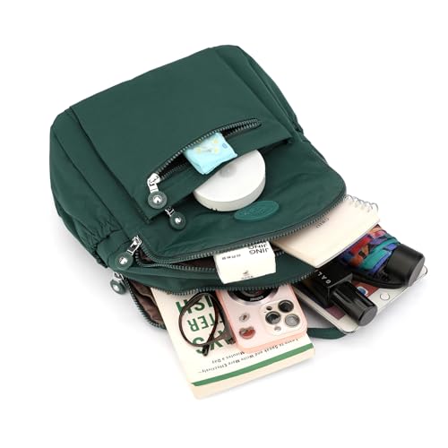Image of Tanweibago Mini Nylon Women Backpacks,11L Small Ladies backpacks Casual Lightweight Women Shopping Travel Daypack (Dark Green)