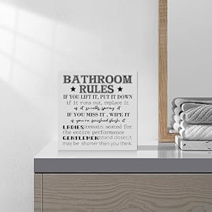 Funny Bathroom Wood Sign Bathroom Rules Wood Block Sign for Bathroom Shelf Toilet Restroom Home Tabletop Desk DecorFarmhouse Bathroom Wooden Box Sign Farmhouse Bathroom Wooden Box Sign Restroom Decor