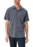 s.Oliver Herren Regular: Kurzarmhemd mit Streifen-Look dark blue stripes XL