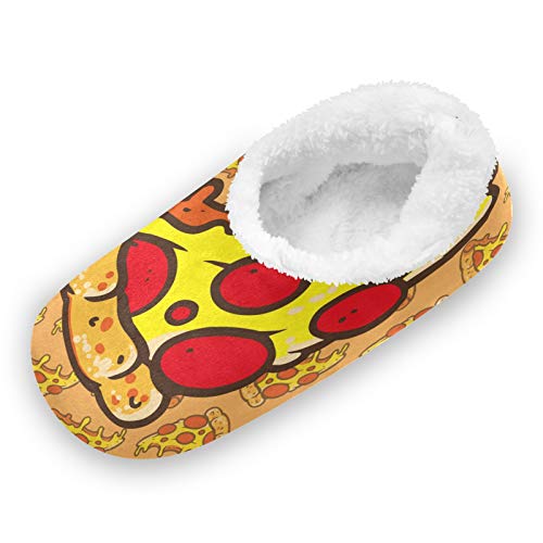 OTVEE Cartoon Funny Tasty Pizza Fast Food House Slipper for Women Men, Comfy Slippers Warm Home Bedroom Shoes2