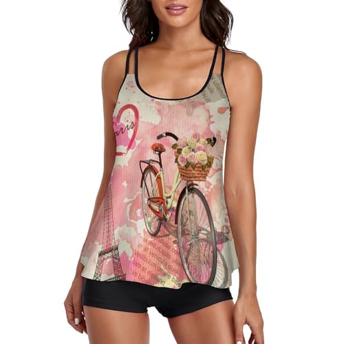 Maillot de bain tankini rétro femme avec short de garçon et robe de plage chic