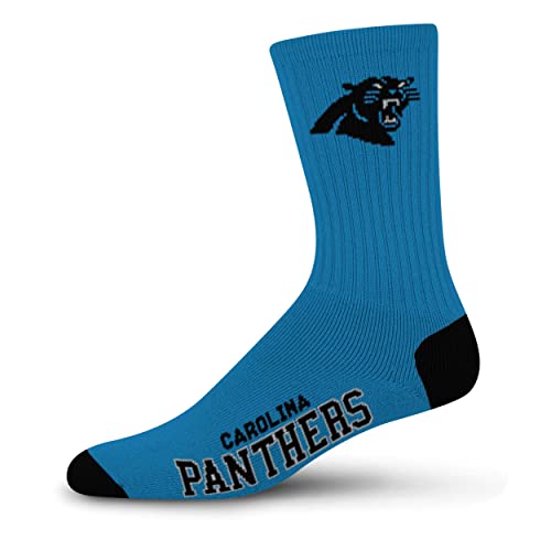 FBF - NFL Deuce Adult Team Logo Crew Dress Socks Footwear for Men and Women Game Day Apparel - Carolina Panthers Large